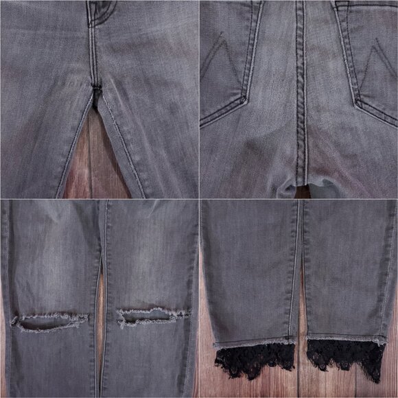 Mother Womens Size 27 High Waisted Looker Dagger Ankle Fray A Lacey Saloon Jeans - Picture 8 of 14